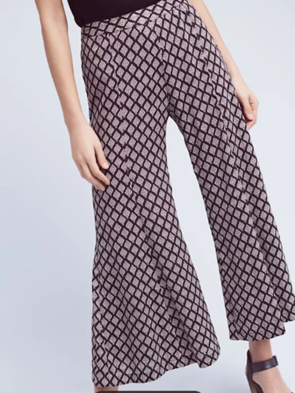 Anthropologie Saturday Sunday Jude Wide Leg Pants in Black Motif  Size M